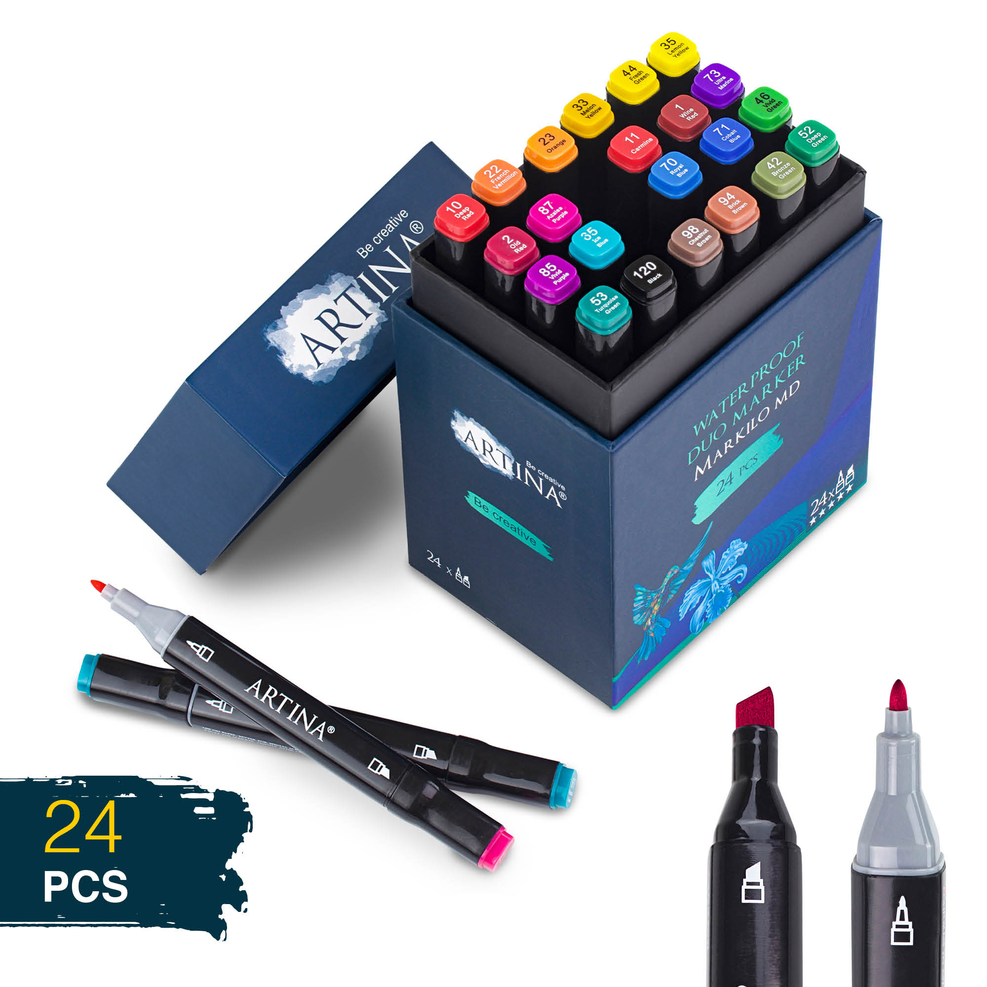 Dual Marker 80er Set Farben Brush Pens Permanent Stift Kunst Markers Filzstifte 
